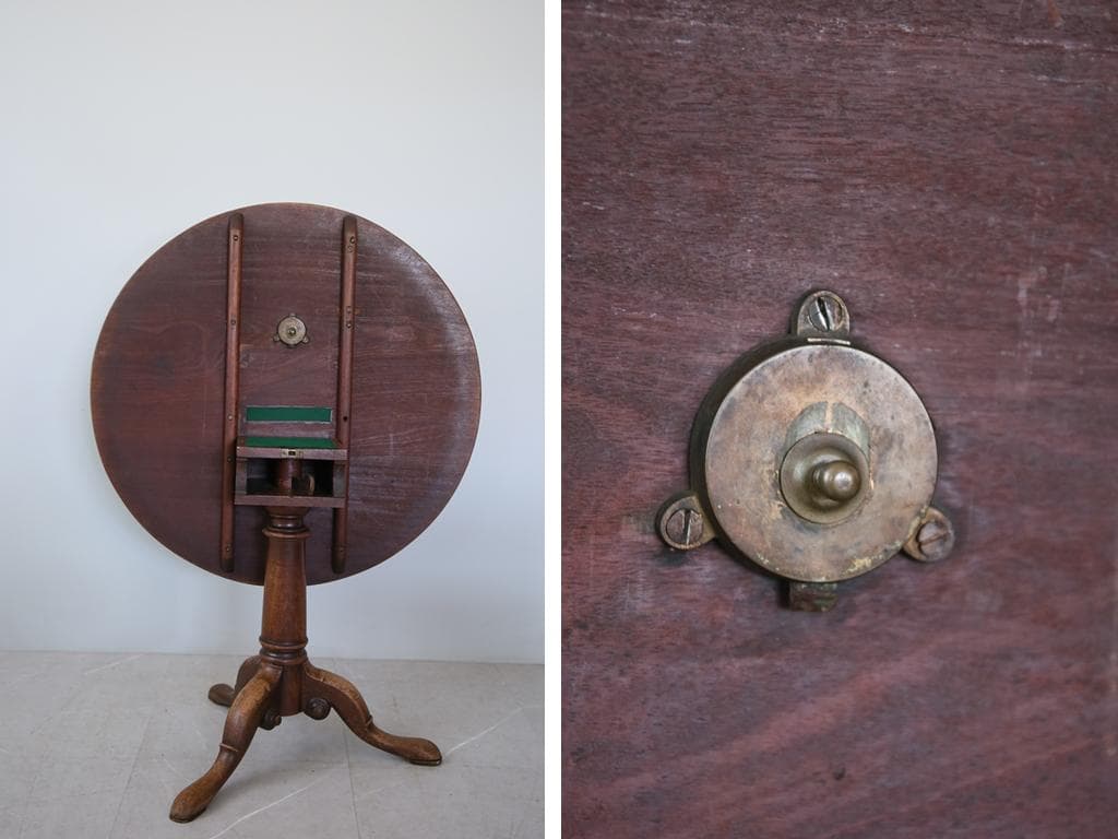 英国アンティーク木製チルトトップテーブル/折畳式机/サイドテーブル(89-44)