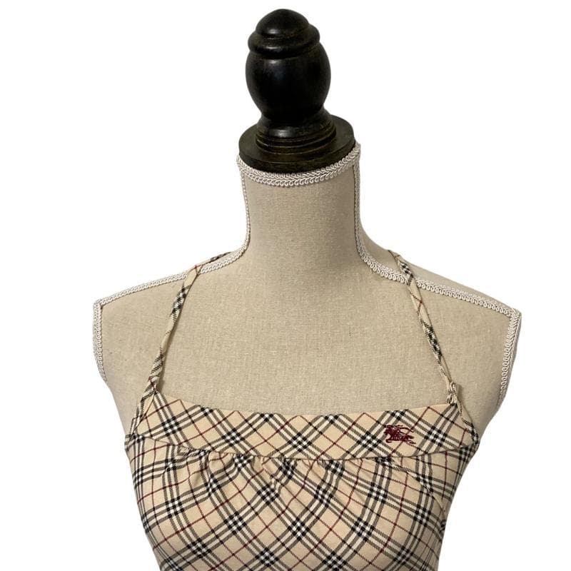 【高級】Burberry キャミソール ノバチェック ホースロゴ 刺繍 38