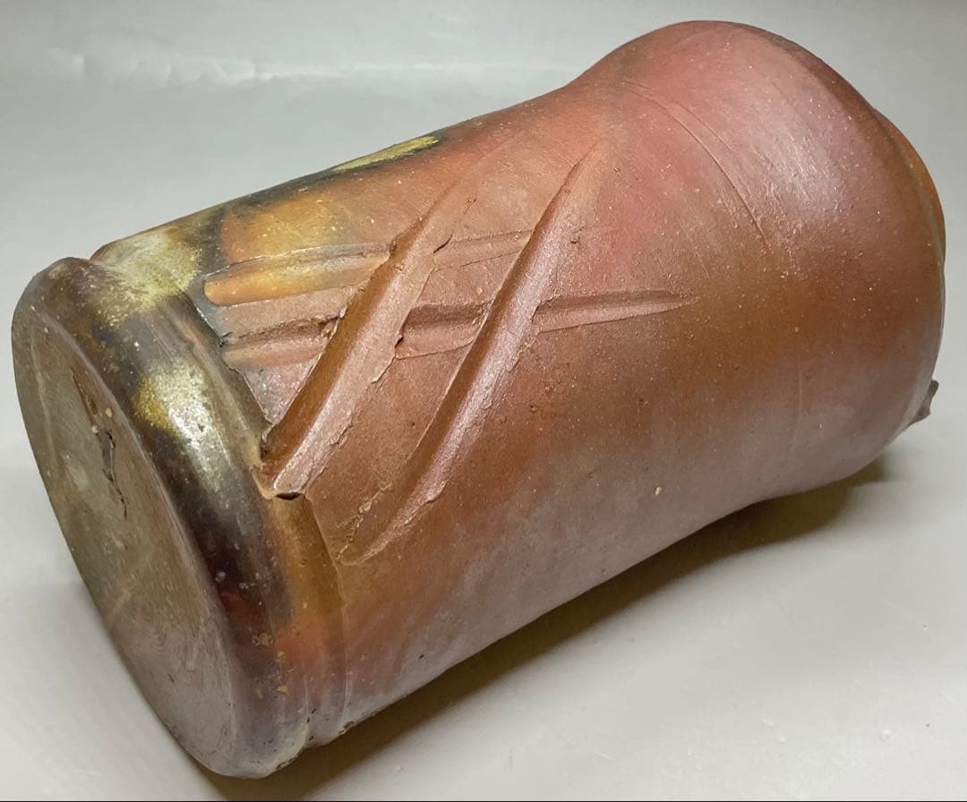 人間国宝 藤原雄 備前花入 耳付花入 備前焼 共箱 共布 栞