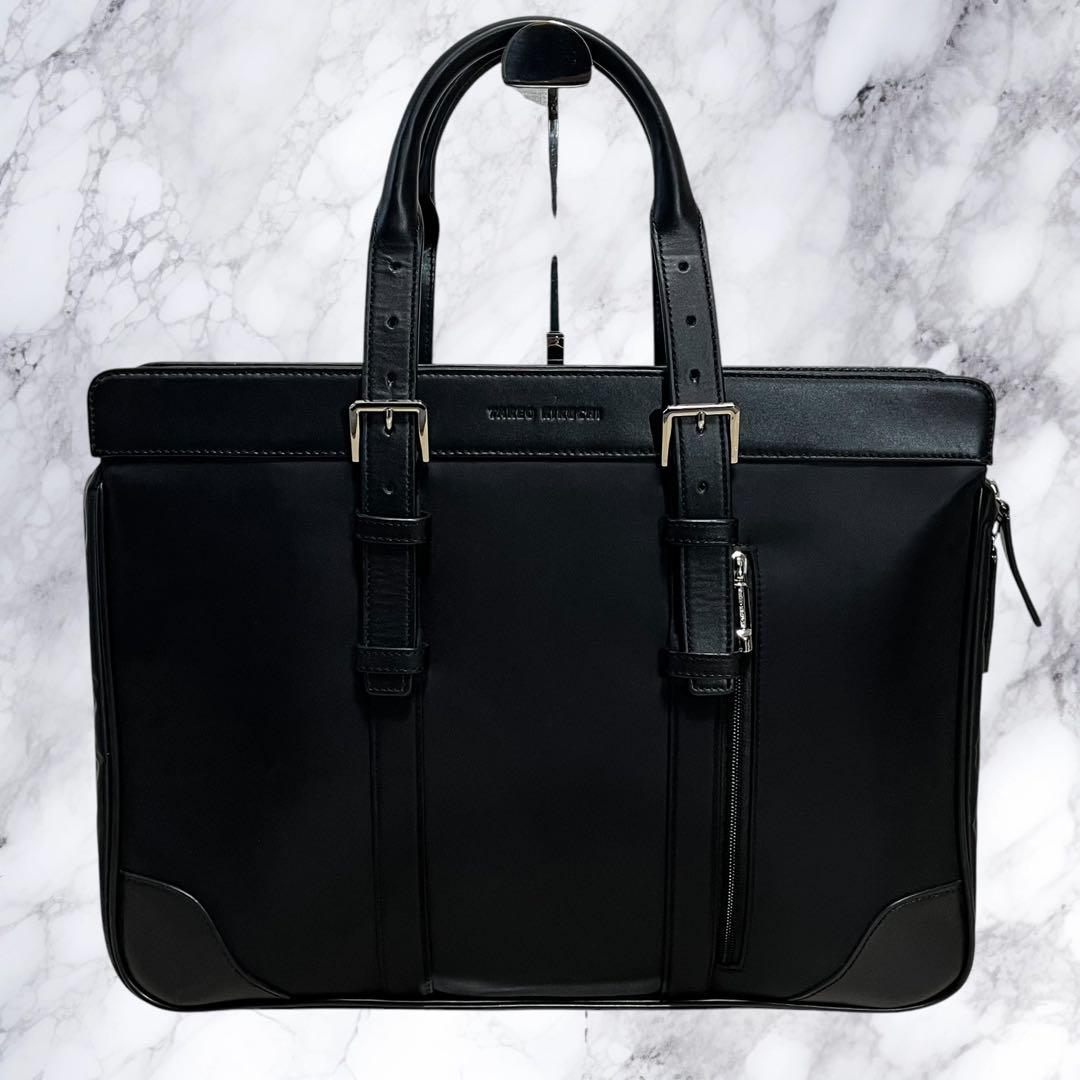 極美品 タケオキクチ 2way ビジネスバッグ ショルダーバッグ 本革 ナイロン