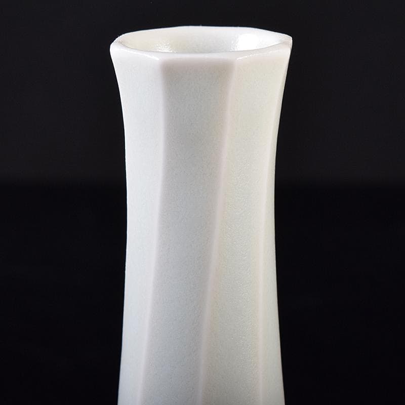 京焼 竹中浩作 白磁 面取瓶 共箱 C R8758