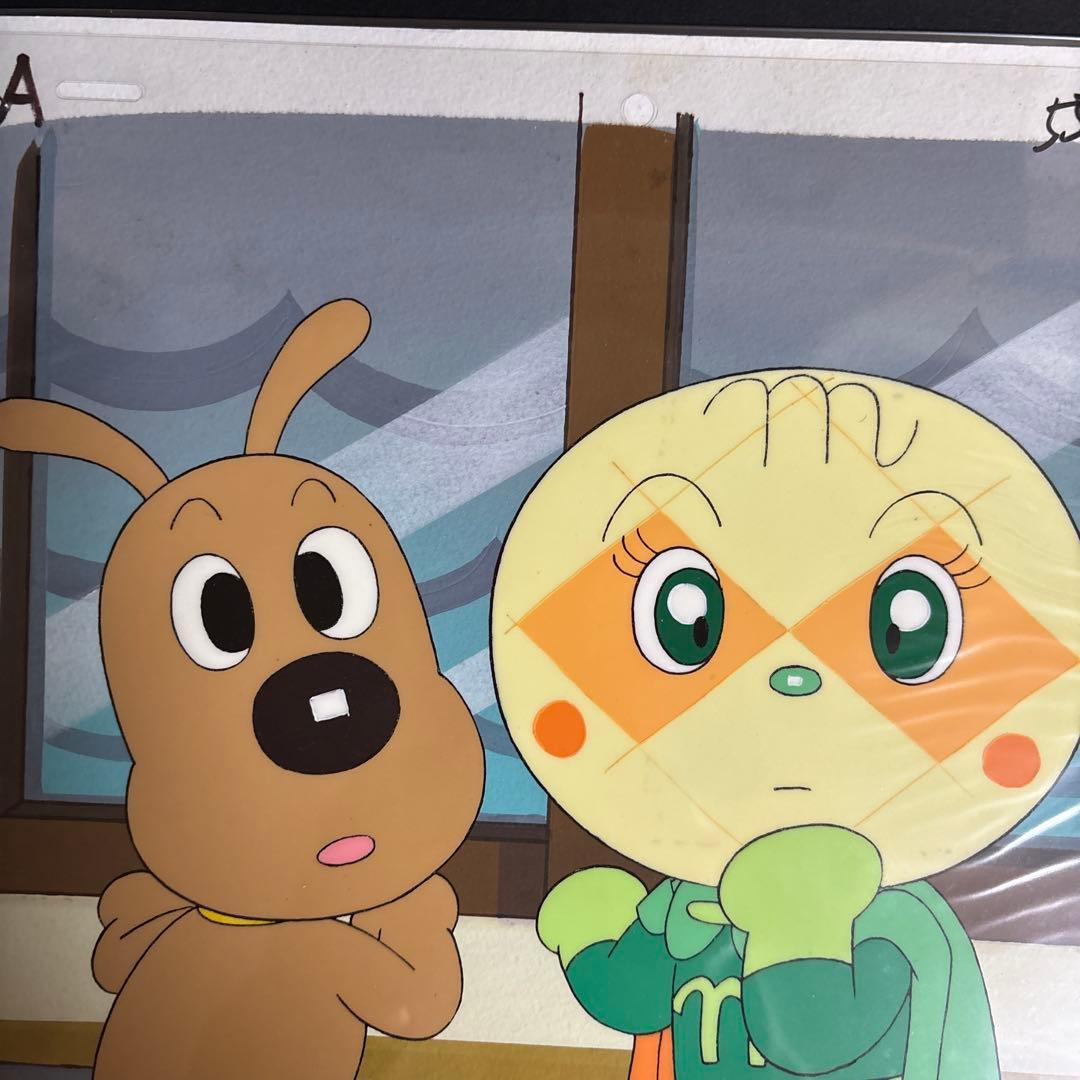 セル画　アンパンマン　メロンパンナとチーズ　背景付き
