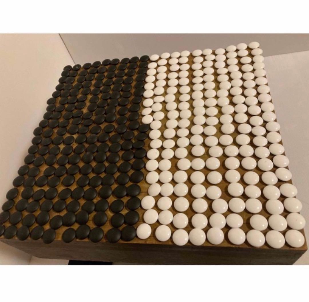 【年代物】木製　足つき碁盤と碁石、足置きセット 19路盤　324マス　へそつき