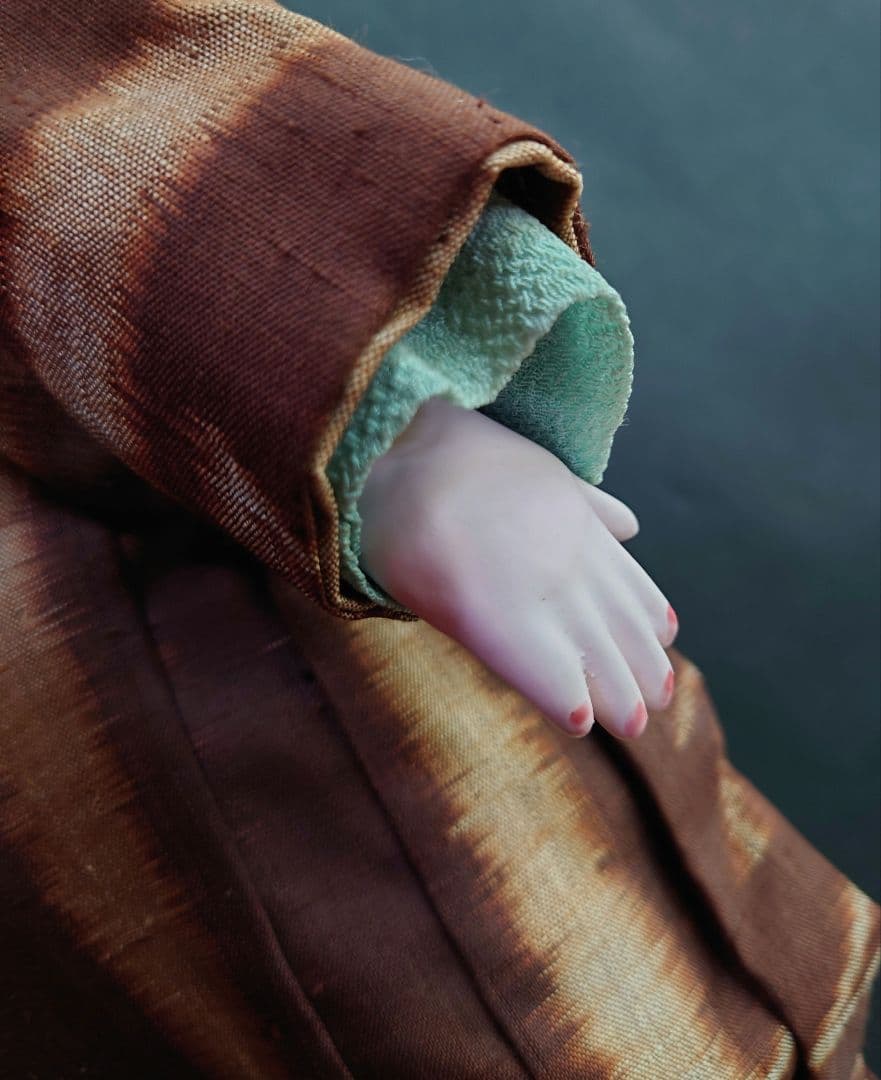 修復済（三代目東光様）市松人形廣本乾随大正期福耳長羽織縮緬の長襦袢