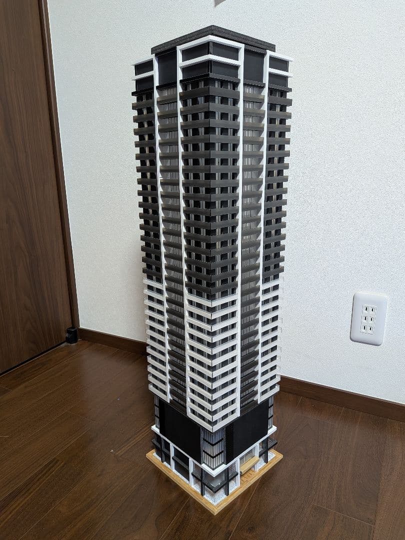 Nゲージ　自作ストラクチャー　超高層タワーマンション　タワマン　ジオラマ
