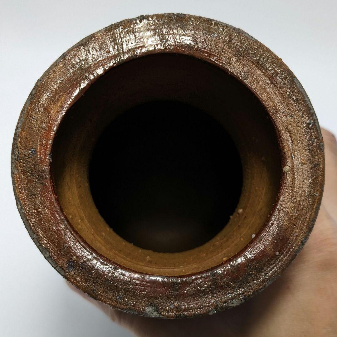 岡山県重要無形文化財 藤原建 備前焼 擂座花入 共箱 花器