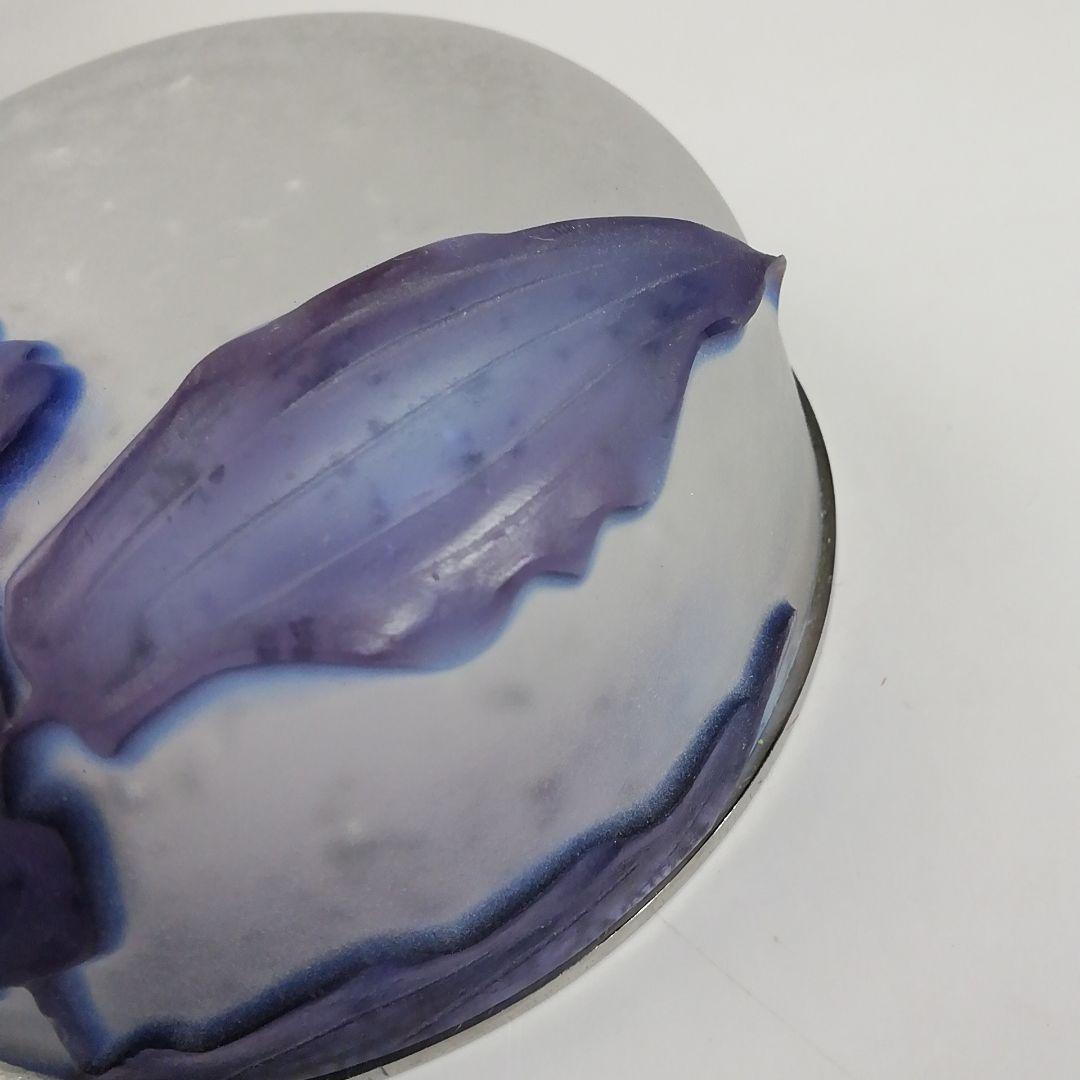 W43 棗 『砂彫硝子 つゆ草』『茶器』『松本正雄 作』 共箱 茶道具