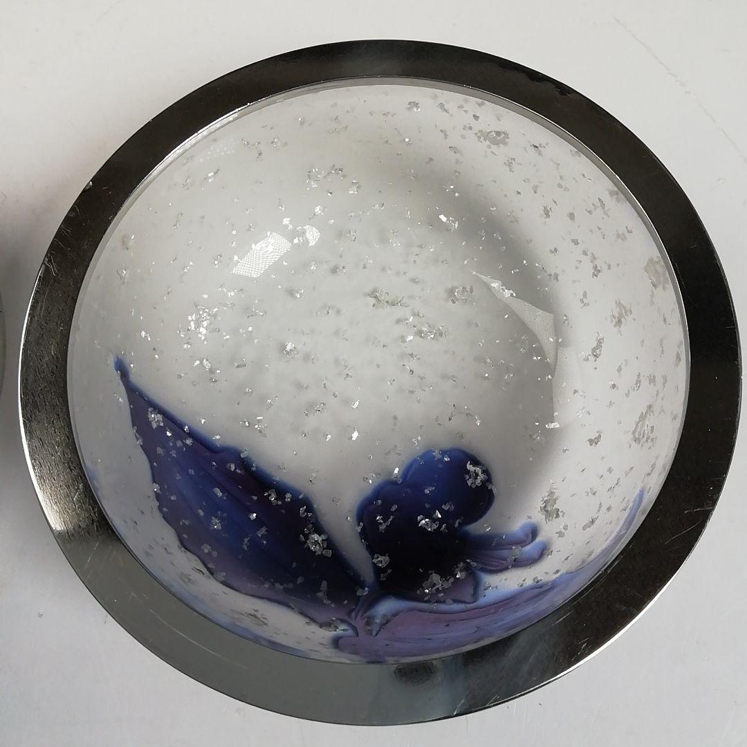 W43 棗 『砂彫硝子 つゆ草』『茶器』『松本正雄 作』 共箱 茶道具