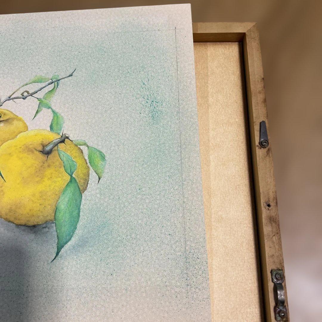 【真作】絵画作者不詳 蜜柑 肉筆　昭和レトロ　色紙