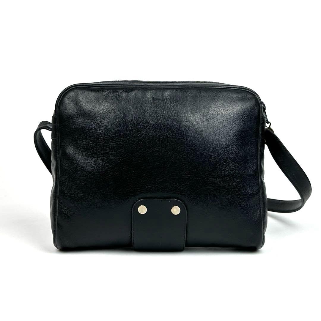 【美品】ディオール　ショルダーバッグ　トロッター　シルバー金具　レザー　ブラック