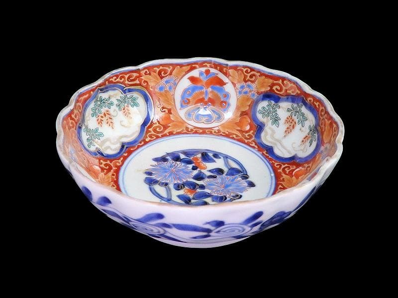 古伊万里 色絵 窓絵 藤に蝶 菊の図 膾皿 5客 C202AS-CWv - メルカリ