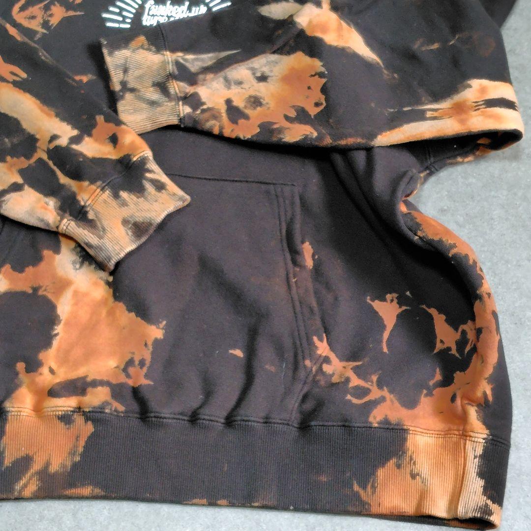 【美品】DDTプロレス MAOFAC パーカー タイダイ染め 黒 オレンジ M