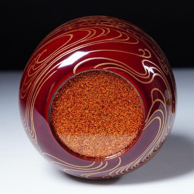 三代 清石（川谷内正廣）波車蒔絵棗 内梨地 共箱 輪島塗 薄茶器 茶道具