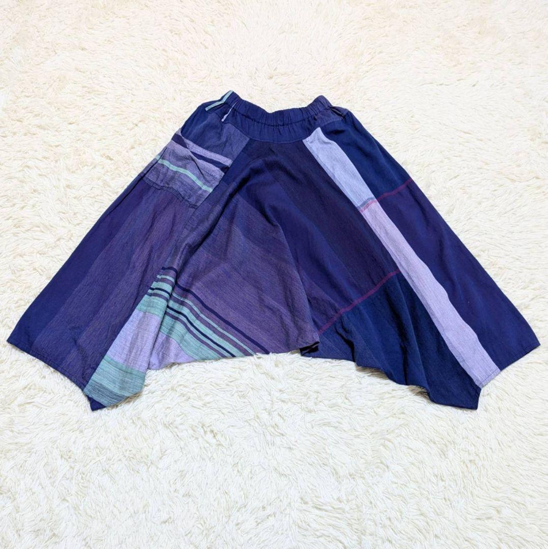 洗える タマキニイメ タルンパンツ ロング ブルー フリーサイズ