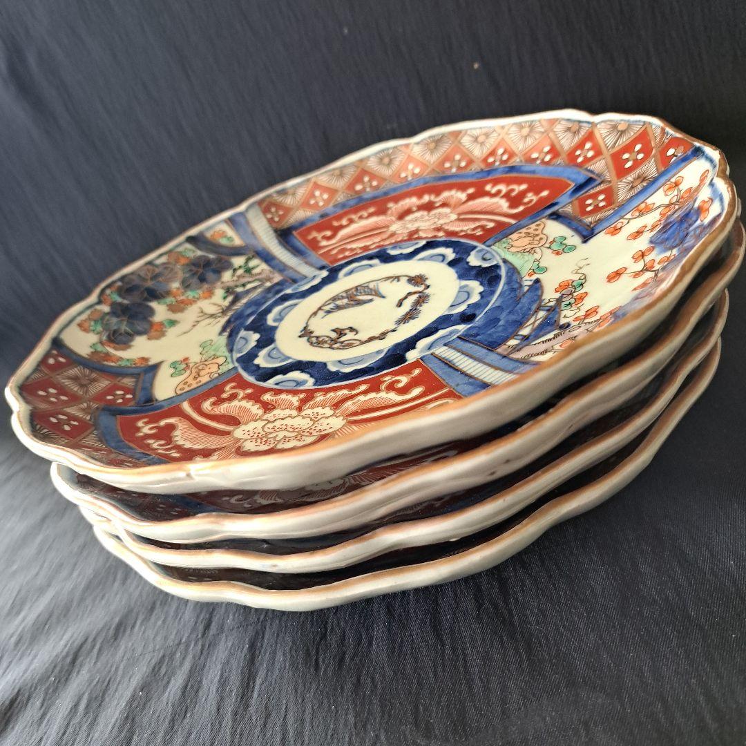 華やかな食卓！ 金彩古伊万里皿(直径21cm)」富貴長春皿2客セット 骨董