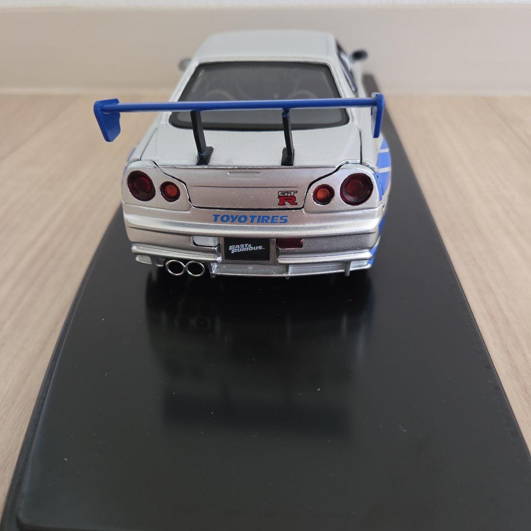 スカイライン GT-R34 ミニカー シルバー/ブルー