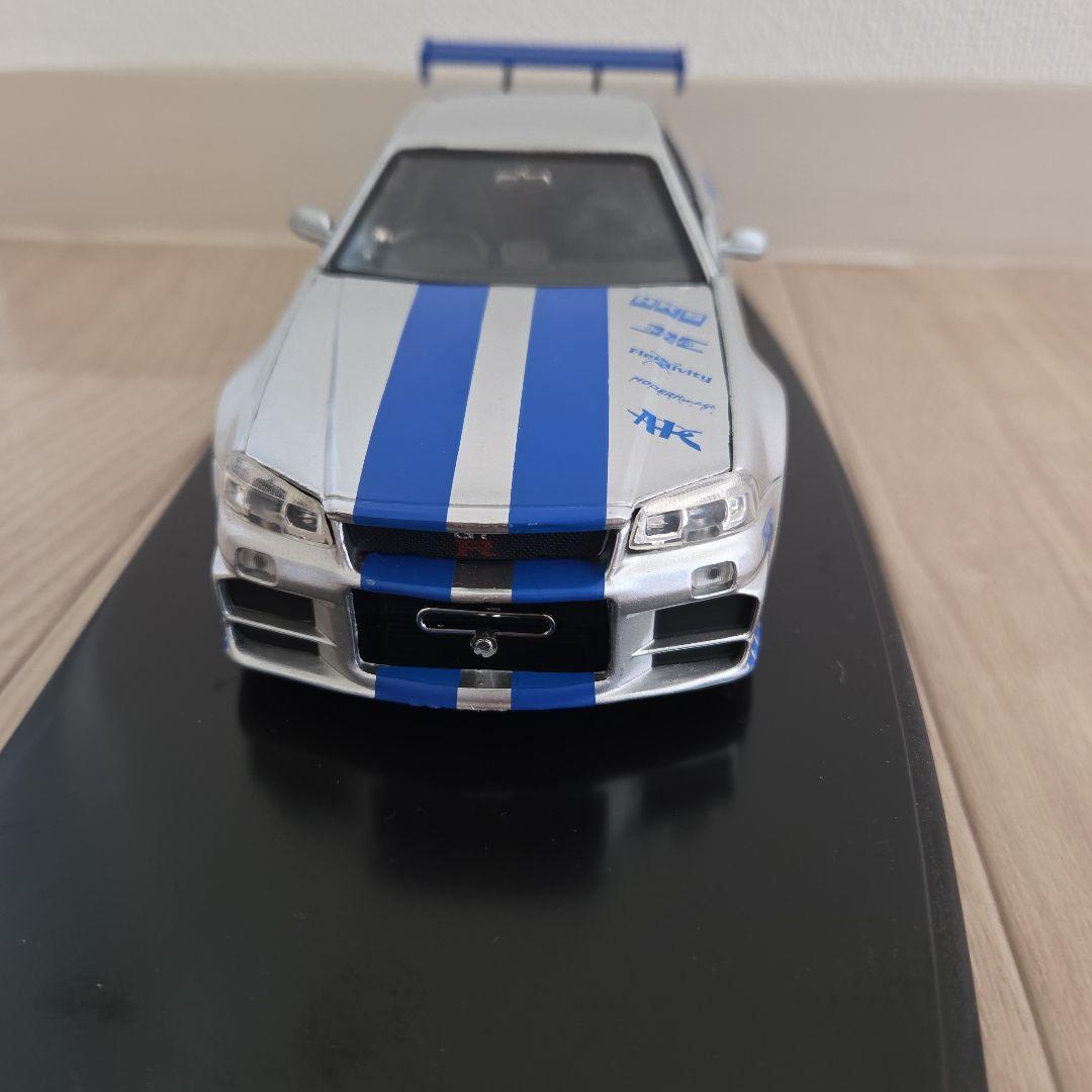 スカイライン GT-R34 ミニカー シルバー/ブルー