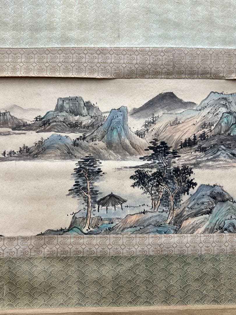 極上/古美術 紙本山水 【朱梅邨識】在銘 書 肉筆保証