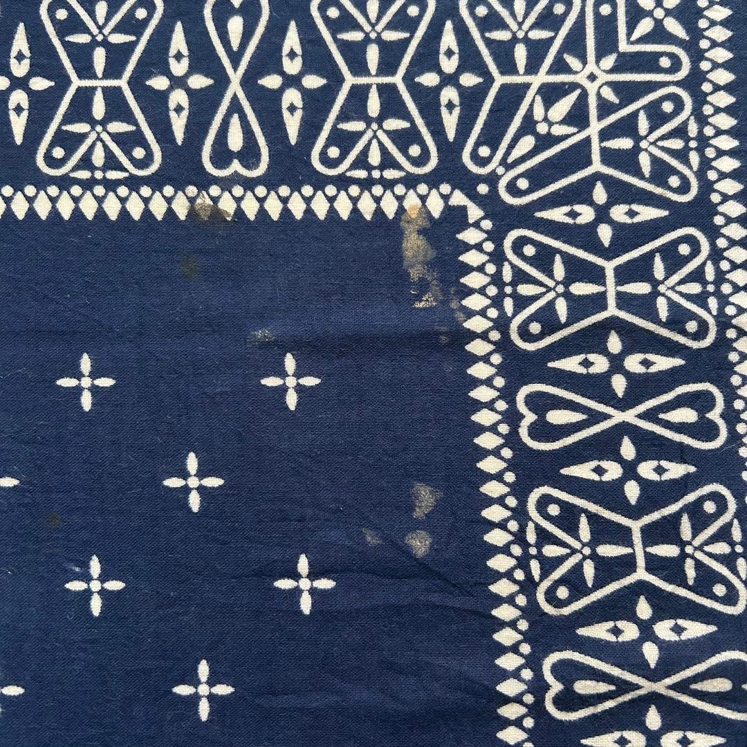 60s ヴィンテージ クロス バンダナ レア USA製 耳付 ネイビー 希少