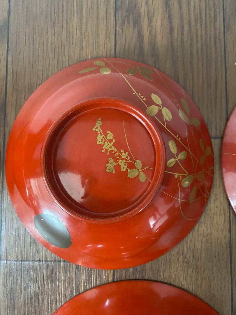 値下げしました　輪島塗　漆器　椀　5客　蒔絵　絵変わり　満月　夜景　三日月　月