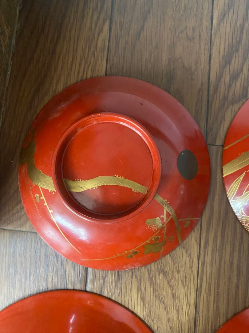 値下げしました　輪島塗　漆器　椀　5客　蒔絵　絵変わり　満月　夜景　三日月　月