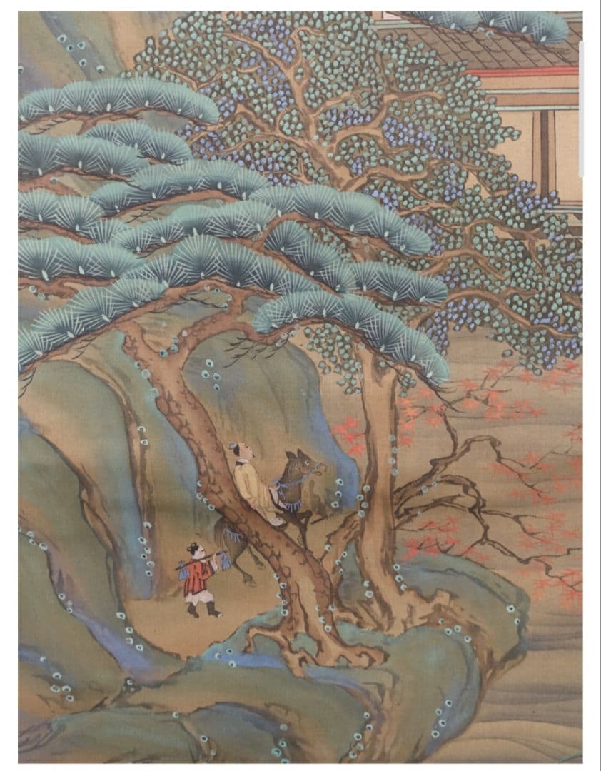 土佐光起 真筆 慶應三年以降の作 絹本 着色楼閣山水図 双幅