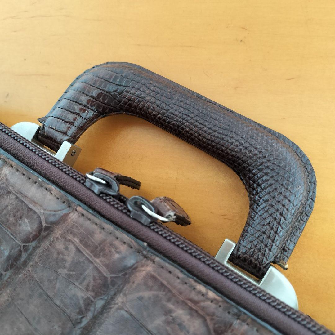 高級 クロコダイルレザー メンズ ブリーフケース JRAタグ付き