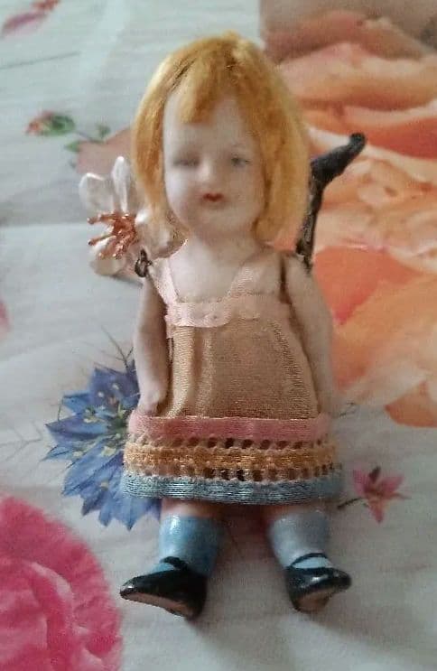 アンティーク オールビスクドール 体長9.3㎝の小さな子 ドイツの女の子