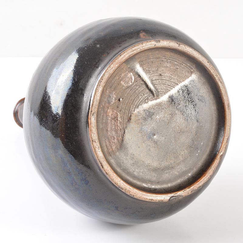 瀬戸焼 古瀬戸 黒釉 徳利 鶴首瓶 時代箱 伝来品 C R6512