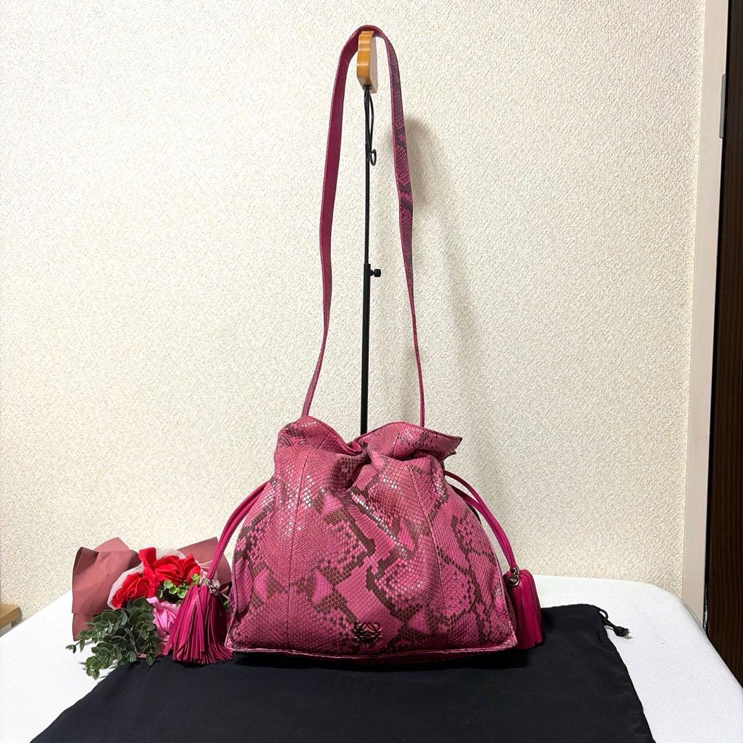 超希少 LOEWE VINTAGE PINK Python フラメンコ バッグ