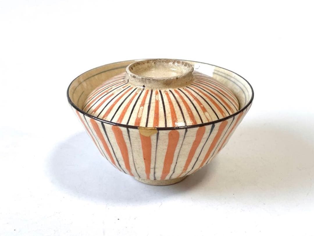 骨董 アンティーク 麦藁手 蓋碗 蓋茶碗 お碗 飯碗 絵瀬戸 白州正子 民芸