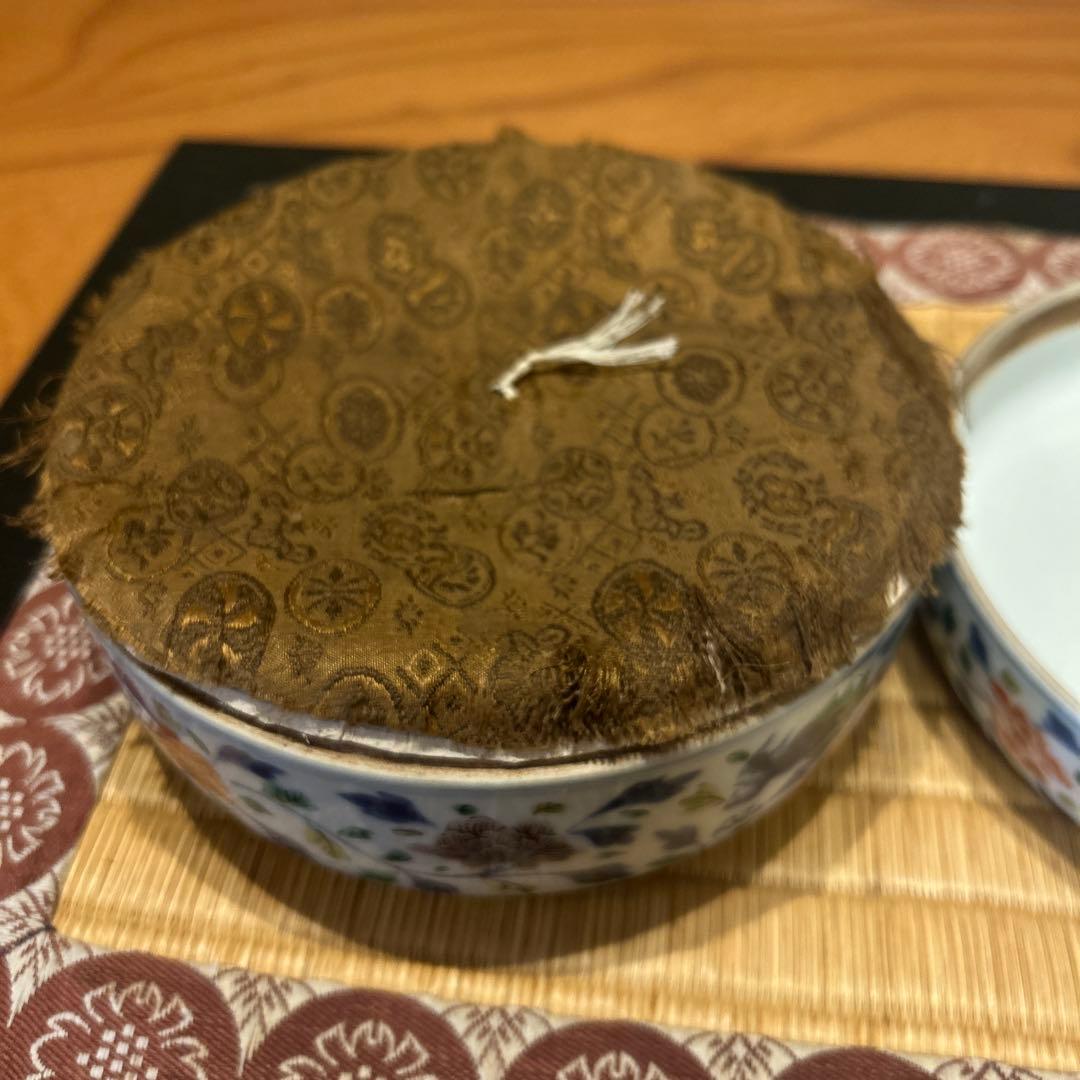 万暦赤絵 龍と鳳凰の蓋物 中国陶磁器 明萬歴赤絵 蓋付き