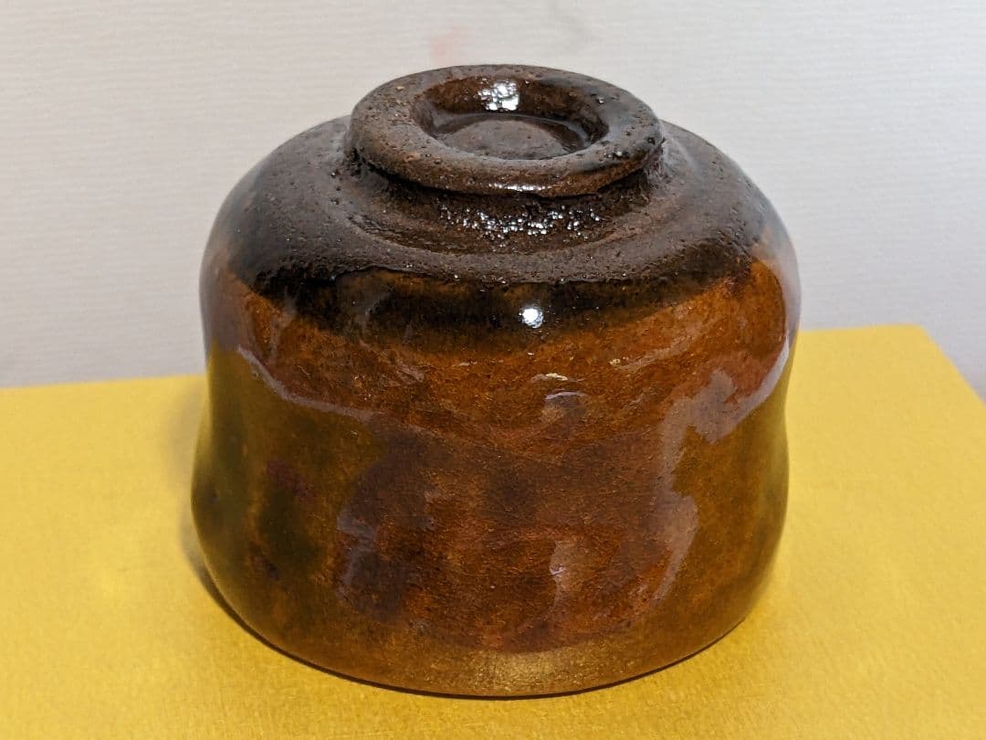 ♦大樋焼作家物 飴釉ぐい呑み 酒器 未使用の美品 楽焼脇窯 骨董品