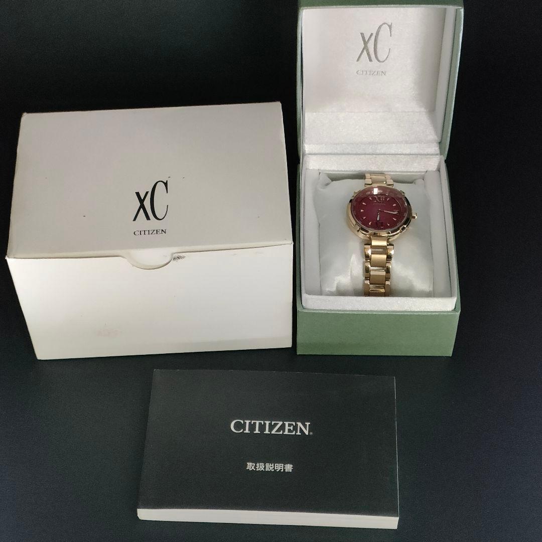 美品 CITIZEN シチズン XC ピンク ゴールド シルバー 電波ソーラー