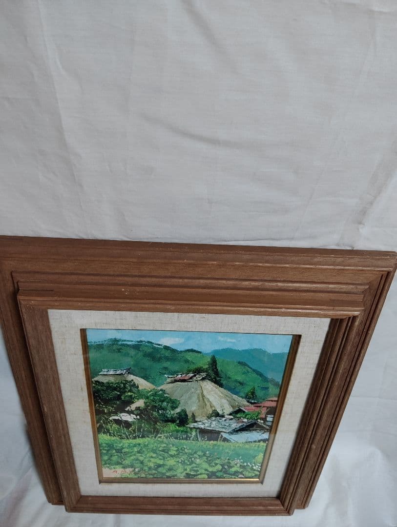 日本原風景 油彩 向山僚一 「伊那谷の村」