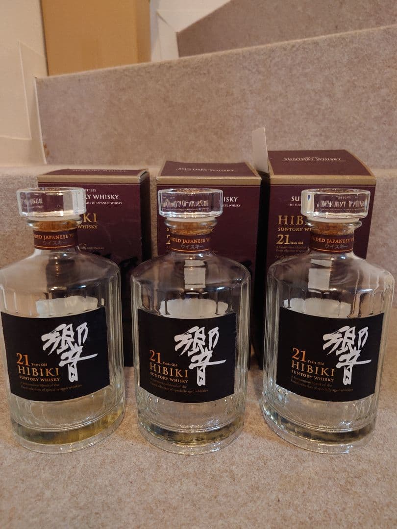 やまかき 響21年空瓶3本セット 響21年空き瓶×3本,山崎12年空き瓶×1本