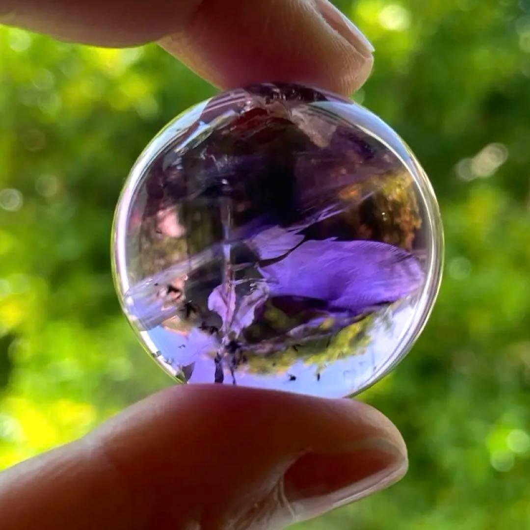 アメシスト スフィア 高品質 3.4㎝ 虹 ファントム ホーランダイト パープル