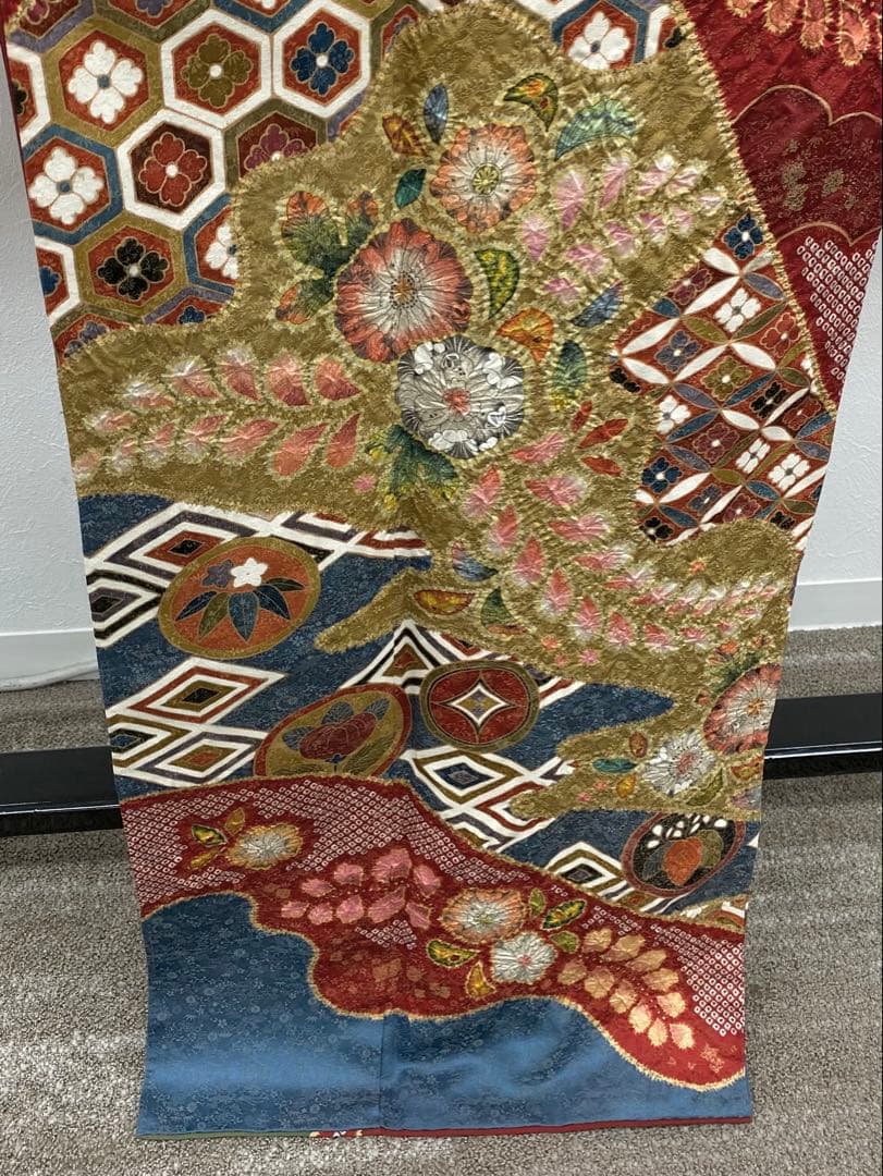 振袖 豪華 桐屋 翠山工房 金通し 金彩 絞り加工 辻が花 身丈162cm