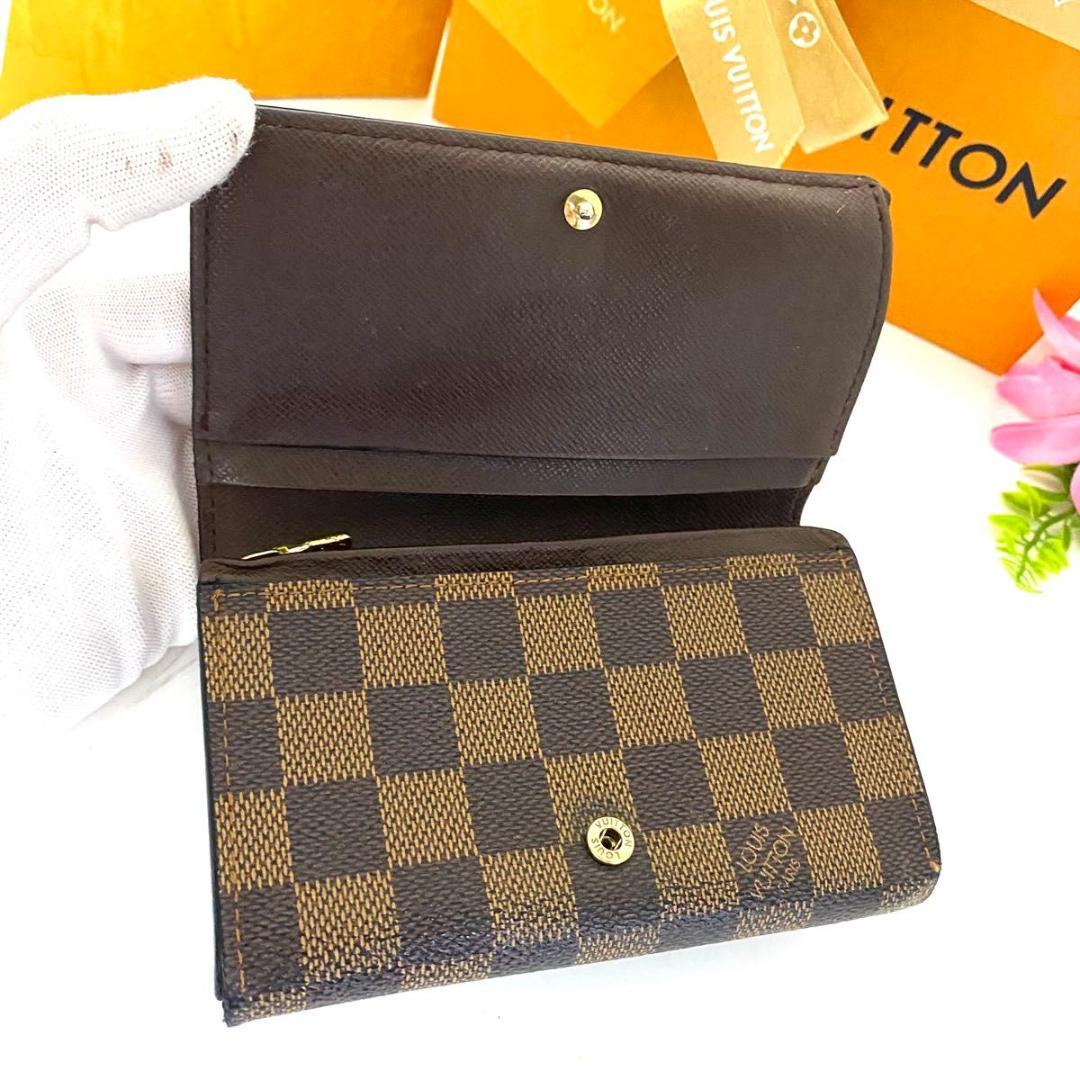 ルイ ヴィトン◎トレゾール ダミエ エベヌ 二つ折り L字ファスナー