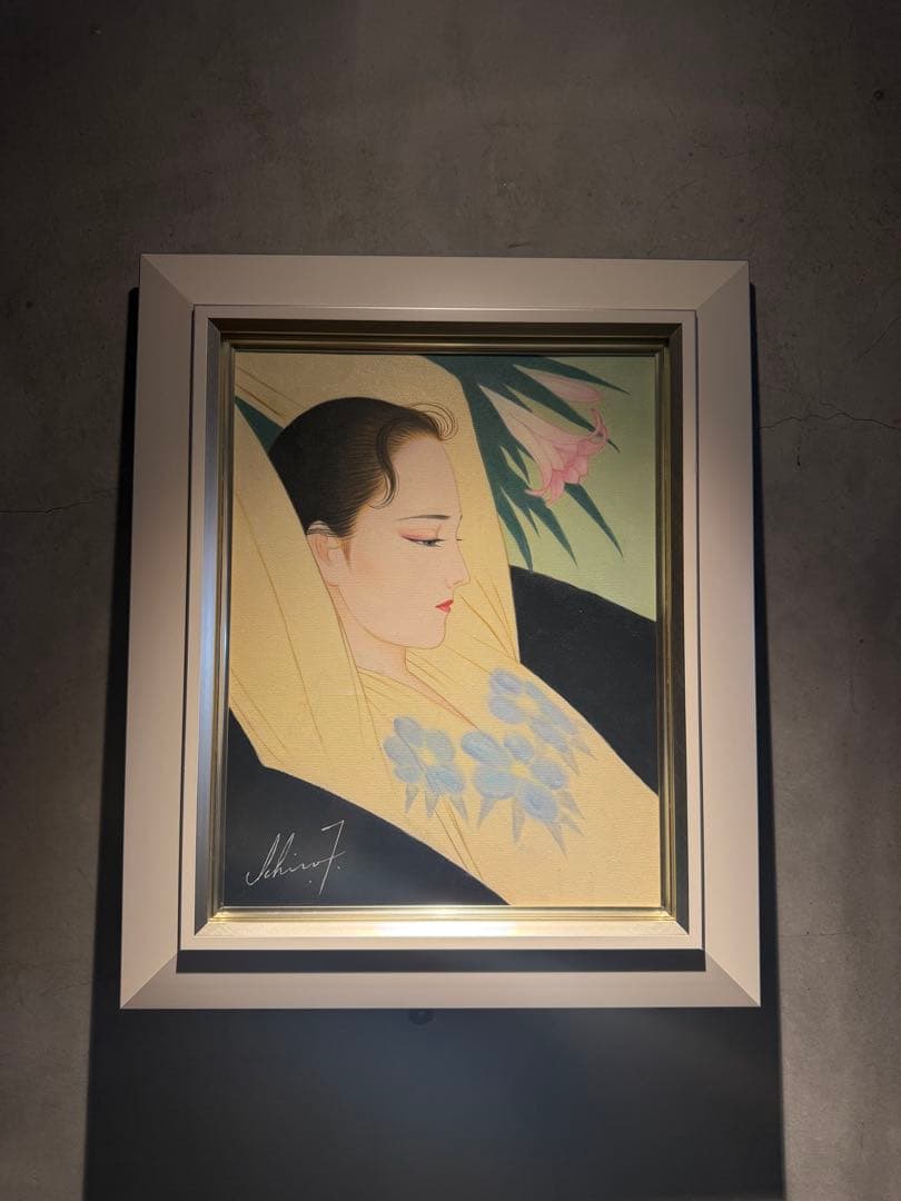 鶴田一郎【リリー】肉筆油彩画