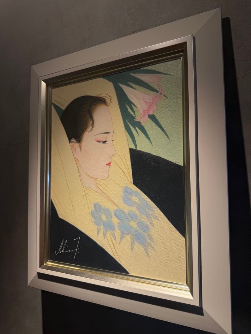 鶴田一郎【リリー】肉筆油彩画