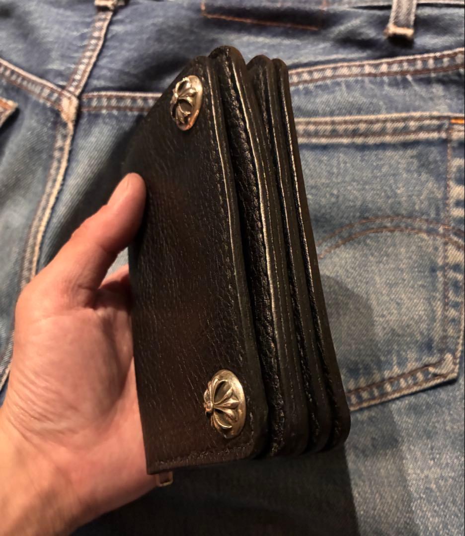 トラッカーウォレット　ミドルサイズ　シルバー925クロスボールコンチョ