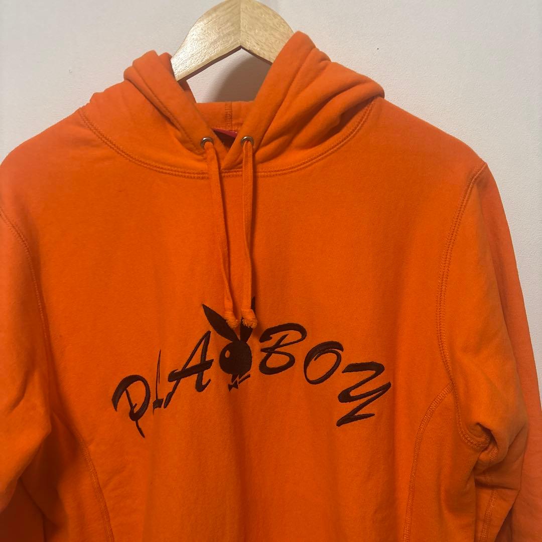 supreme PLAYBOY オレンジ フード付きパーカー