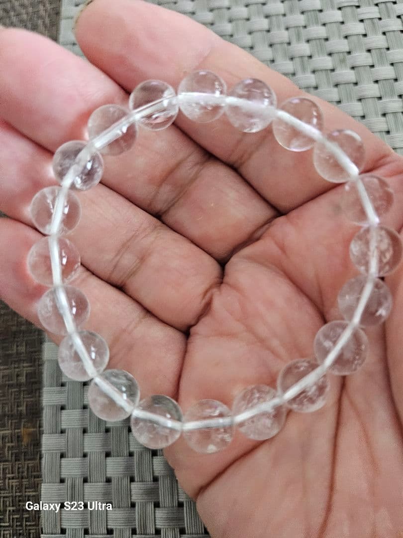 黒平産水晶１０mmクリアー２０玉ブレスレット