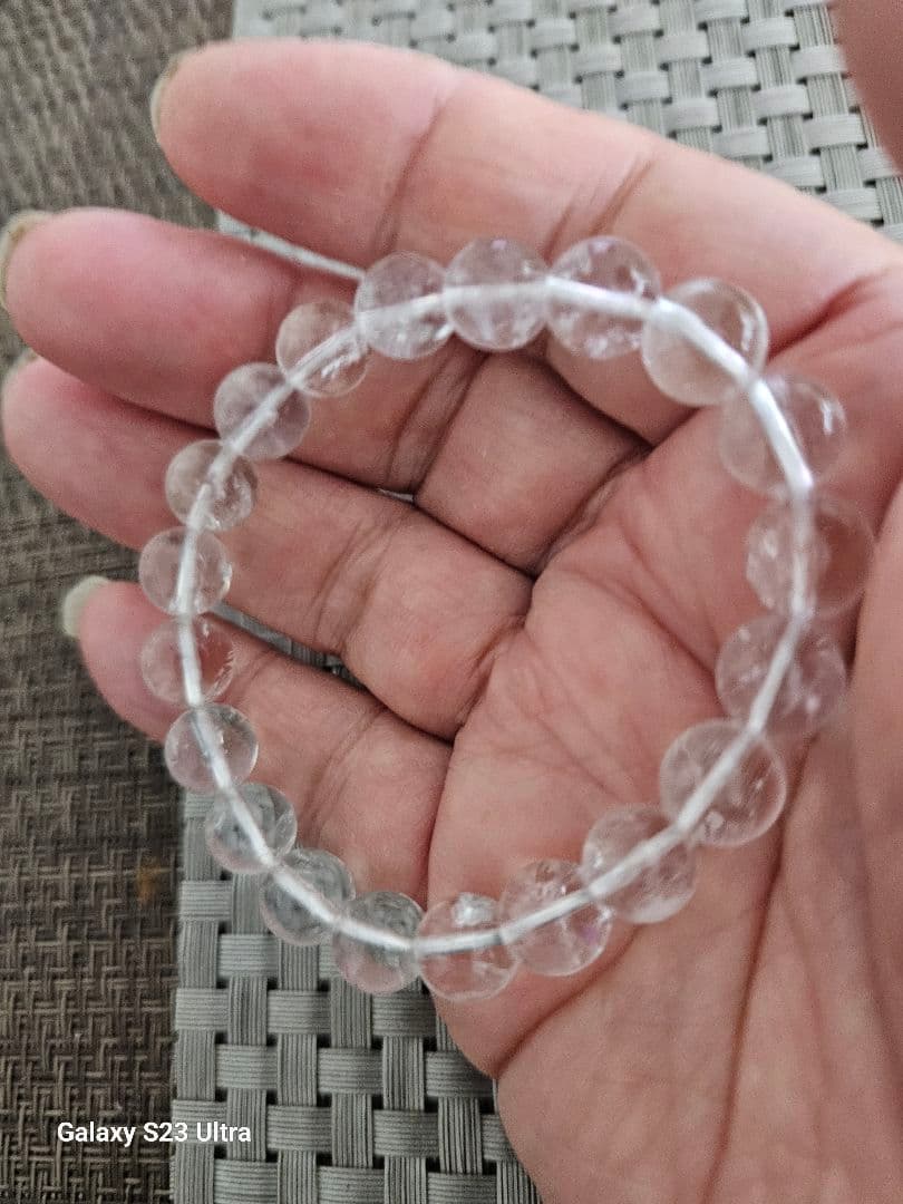 黒平産水晶１０mmクリアー２０玉ブレスレット