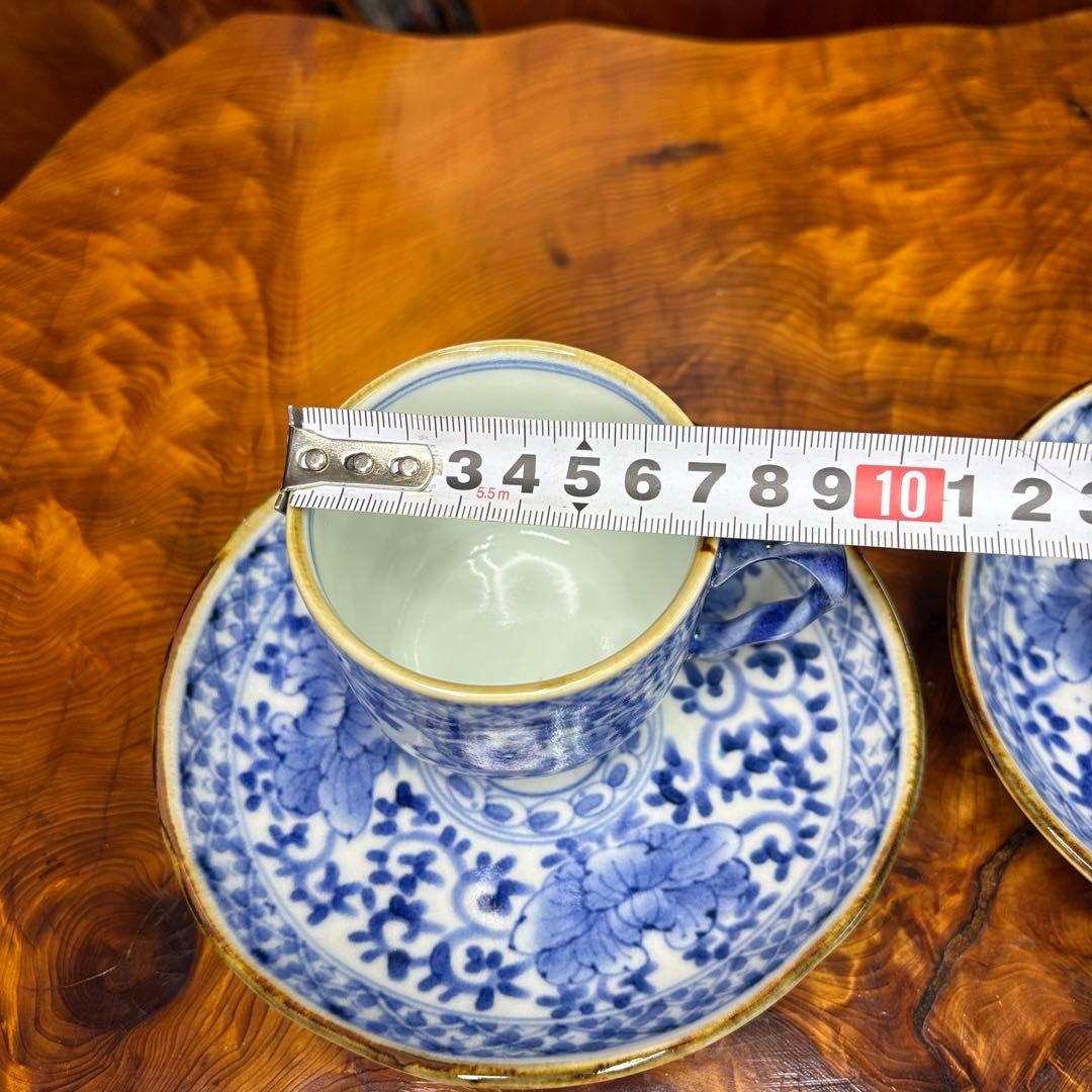 有田焼 福泉窯 カップ&ソーサー2客　染付　唐草　碗皿