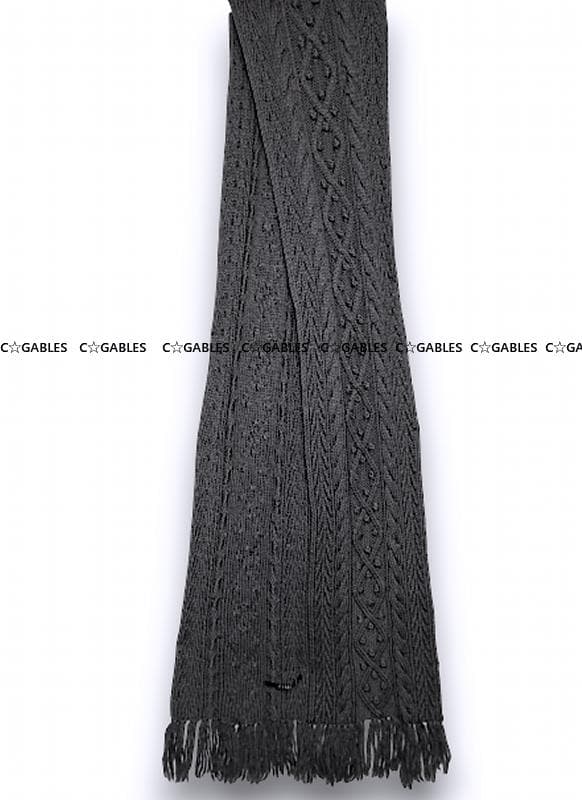 LIMI feu リミフゥ アラン編みフリンジニットマフラー ヨウジヤマモト