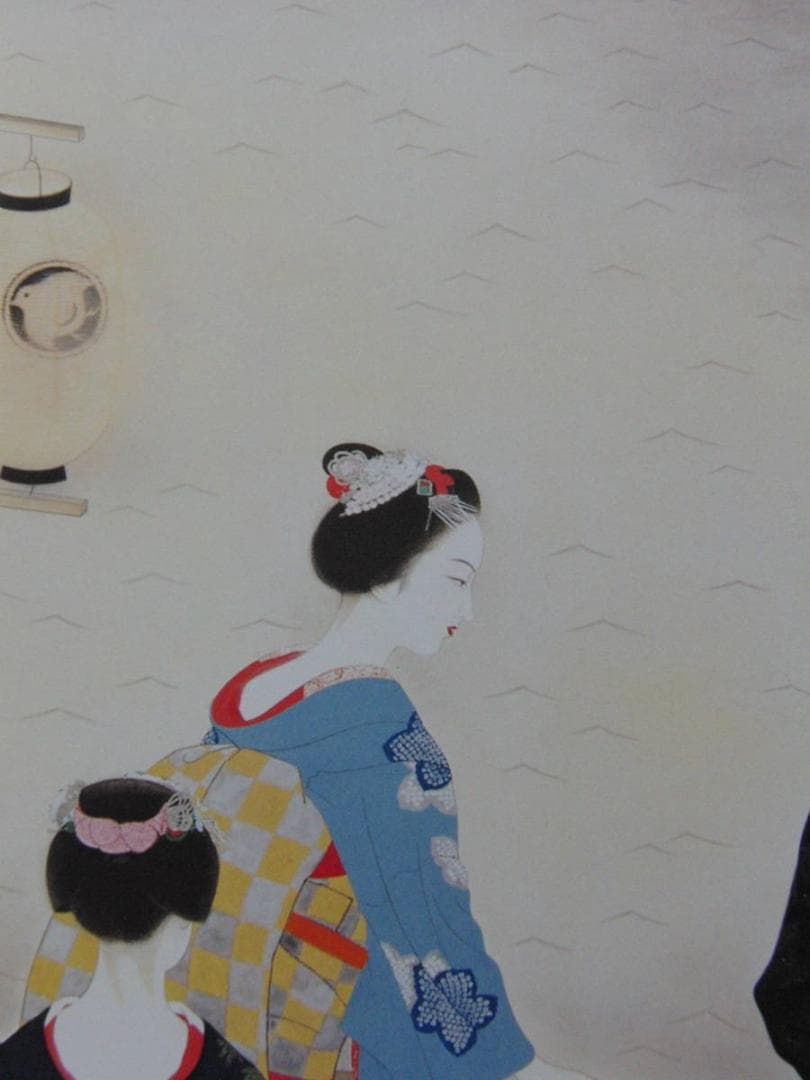 高木義夫、【床涼み】、希少な額装用画集より、新品額装付、状態良好