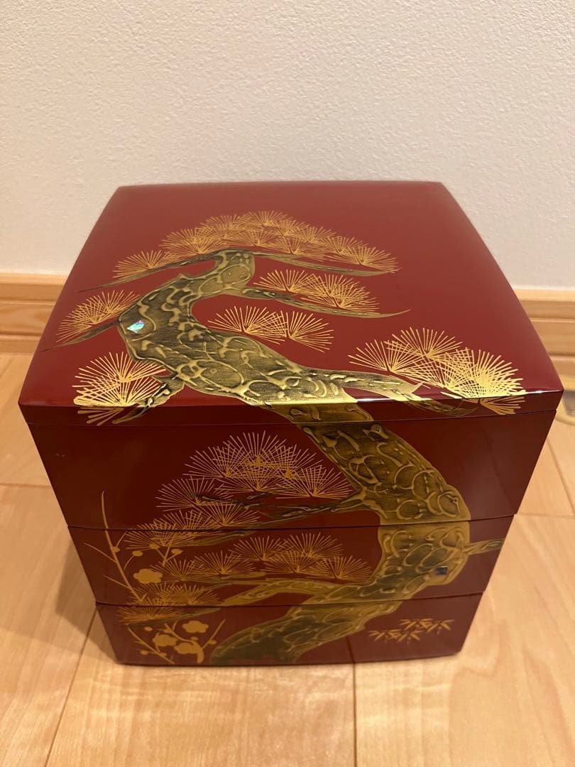 洗朱本輪島型　重箱 屠蘇機　老松