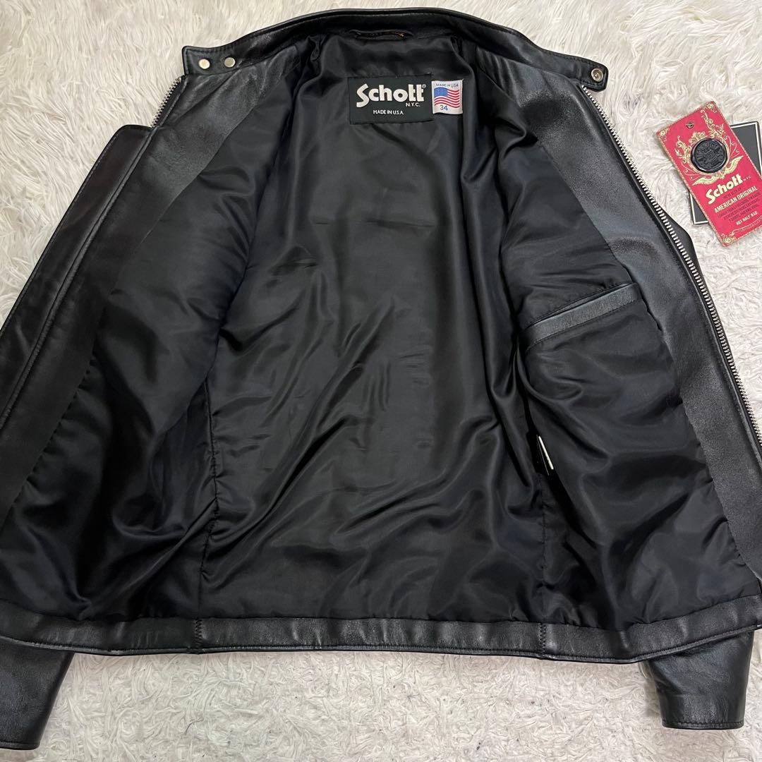 現行美品 ショット 641xx シングルライダースジャケット 羊革 ブラック